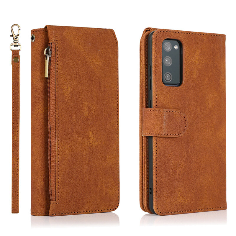 Luxury Zipper Wallet Case For Samsung Galaxy S23 S22 S21 S20 FE S10 E S9 Note 20 10 9 Ultra Plus Lite Leather Flip Card Phone Bags Cover