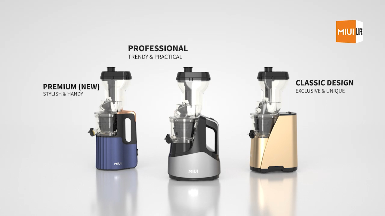 MIUI Slow juicer Cold press 7 level slow masticating juice extractor Unique FilterFree patented Multi-color NEW PRO