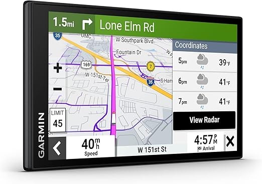 Garmin d?zl OTR610, large, easy-to-read 6-in-1 GPS truck navigator, custom truck routing, high-resolution Bird's Eye satellite imagery, truck and trailer service directory